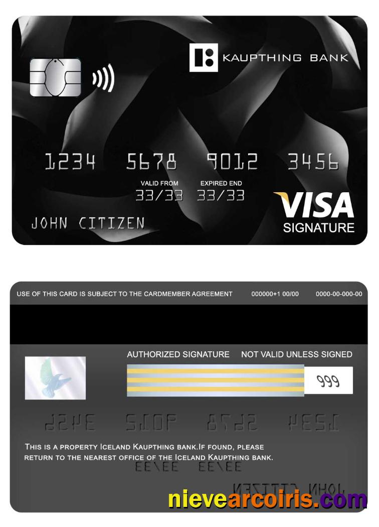 Iceland Kaupthing bank visa signature card
